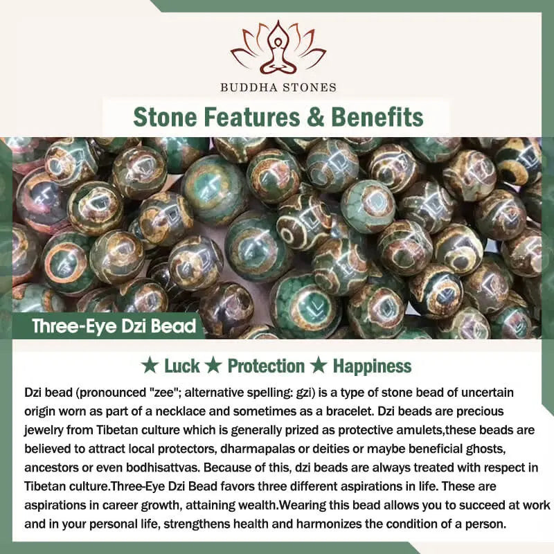 Fortune Jewel Bone Beads Vajra Three-eyed Dzi Bead Luck Bracelet Fortune Jewel