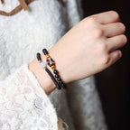 Fortune Jewel Ebony Sandalwood Green Sandalwood Dzi Bead Balance Calm Double Wrap Bracelet