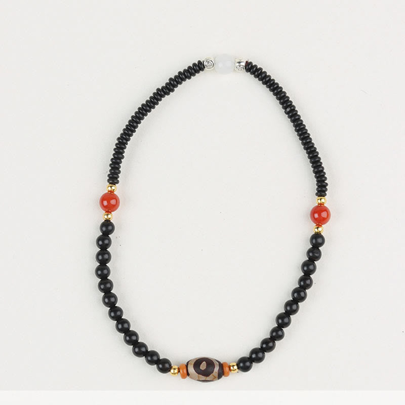 Fortune Jewel Ebony Sandalwood Green Sandalwood Dzi Bead Balance Calm Double Wrap Bracelet