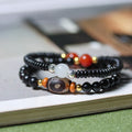 Fortune Jewel Ebony Sandalwood Green Sandalwood Dzi Bead Balance Calm Double Wrap Bracelet