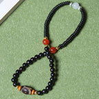 Fortune Jewel Ebony Sandalwood Green Sandalwood Dzi Bead Balance Calm Double Wrap Bracelet