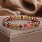 Fortune Jewel Tourmaline Strawberry Quartz Wisdom Bracelet