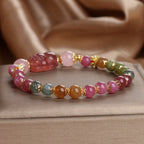 Fortune Jewel Tourmaline Strawberry Quartz Pink Crystal PIXIU Love Bracelet