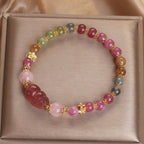 Fortune Jewel Tourmaline Strawberry Quartz Pink Crystal PIXIU Love Bracelet