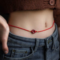Fortune Jewel Natural Cinnabar Peace Buckle Blessing Red String Belly Chain