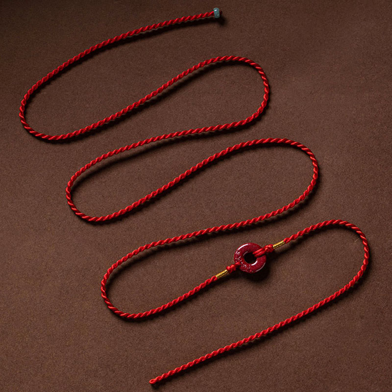 Fortune Jewel Natural Cinnabar Peace Buckle Blessing Red String Belly Chain