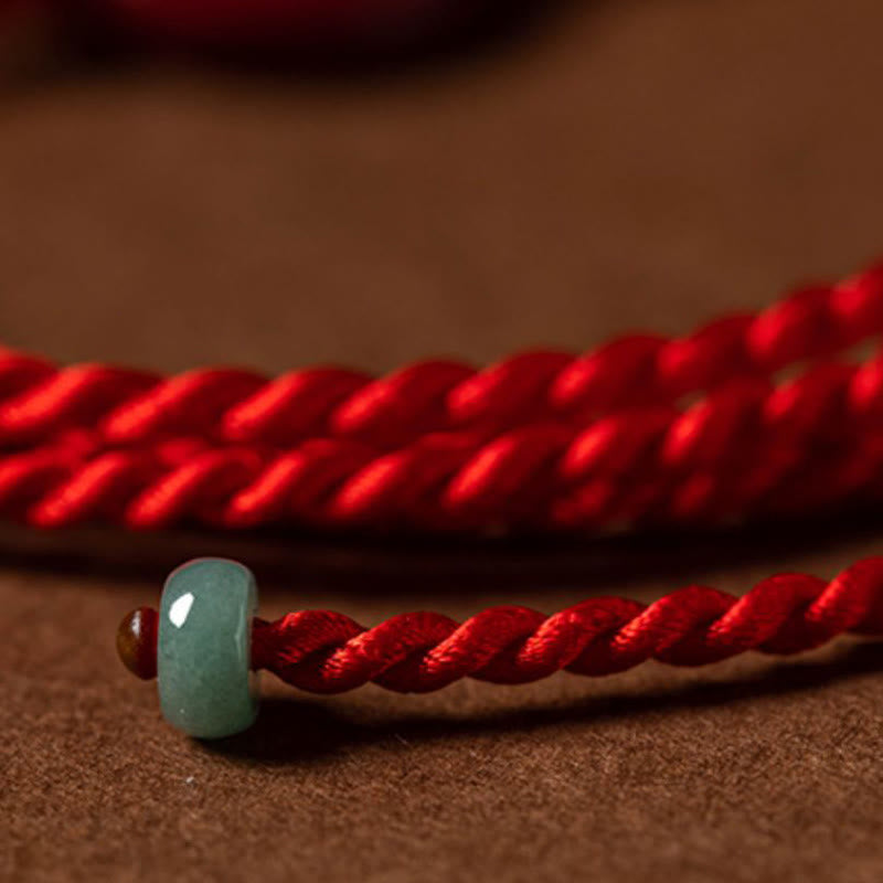 Fortune Jewel Natural Cinnabar Peace Buckle Blessing Red String Belly Chain