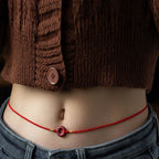 Fortune Jewel Natural Cinnabar Peace Buckle Blessing Red String Belly Chain