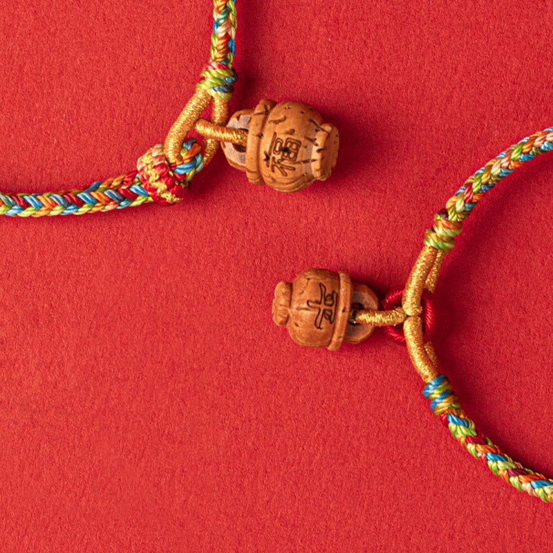 Fortune Jewel Peach Wood Fu Character Safe And Well Wealth Bracelet