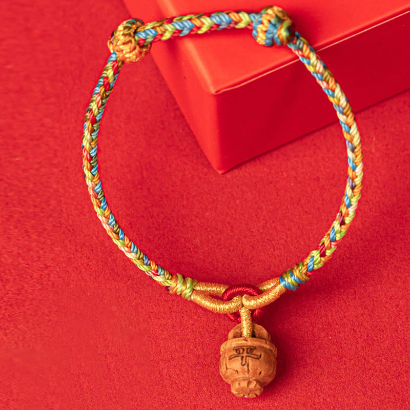 Fortune Jewel Peach Wood Fu Character Safe And Well Wealth Bracelet