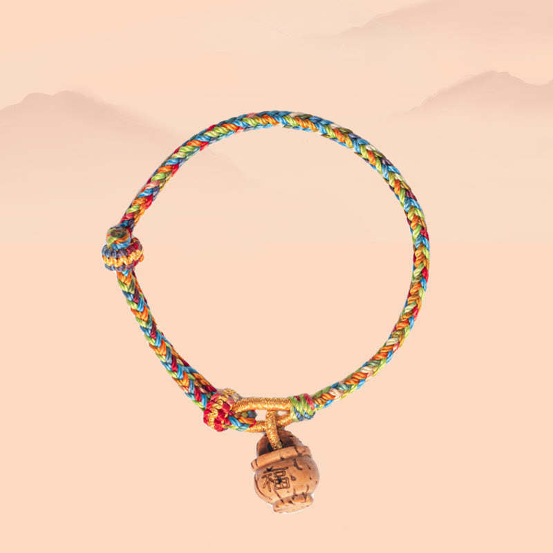 Fortune Jewel Peach Wood Fu Character Safe And Well Wealth Bracelet