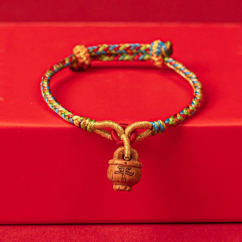 Fortune Jewel Peach Wood Fu Character Safe And Well Wealth Bracelet