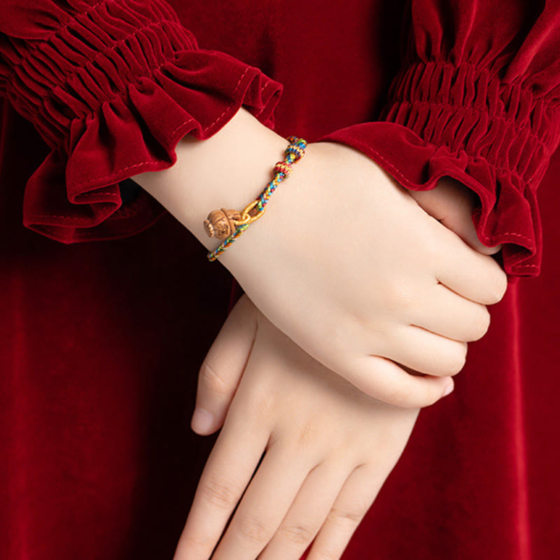 Fortune Jewel Peach Wood Fu Character Safe And Well Wealth Bracelet