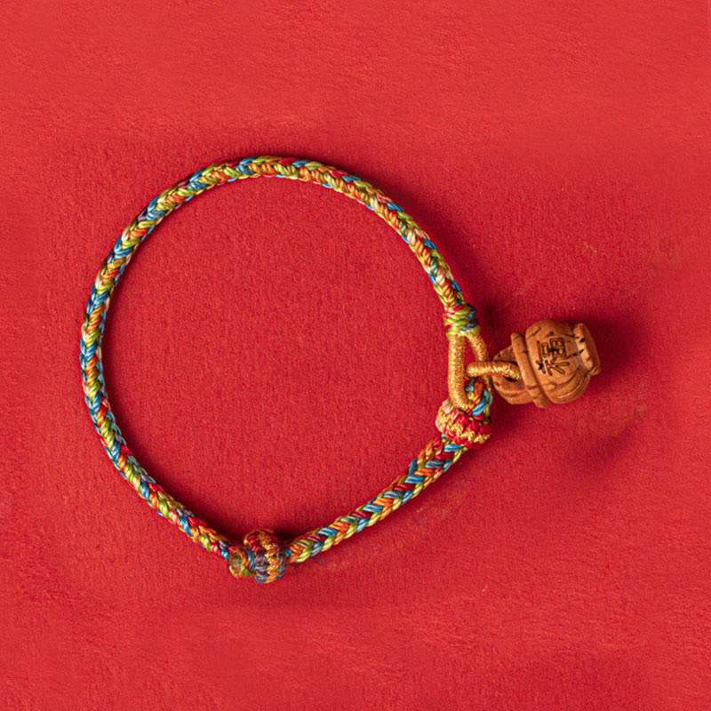 Fortune Jewel Peach Wood Fu Character Safe And Well Wealth Bracelet