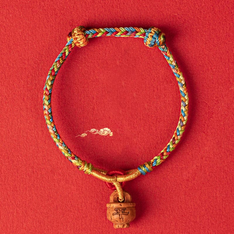 Fortune Jewel Peach Wood Fu Character Safe And Well Wealth Bracelet