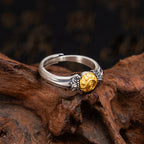 Fortune Jewel 925 Sterling Silver Plated Gold Bodhisattva Tara Protection Adjustable Ring