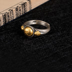 Fortune Jewel 925 Sterling Silver Plated Gold Skeleton Balance Adjustable Ring