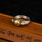 Fortune Jewel 925 Sterling Silver Plated Gold Skeleton Balance Adjustable Ring