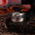 Fortune Jewel 925 Sterling Silver Bodhisattva Tara Calm Adjustable Ring