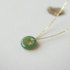 Fortune Jewel 925 Sterling Silver Plated Gold Hetian Jade Peace Buckle Necklace Pendant