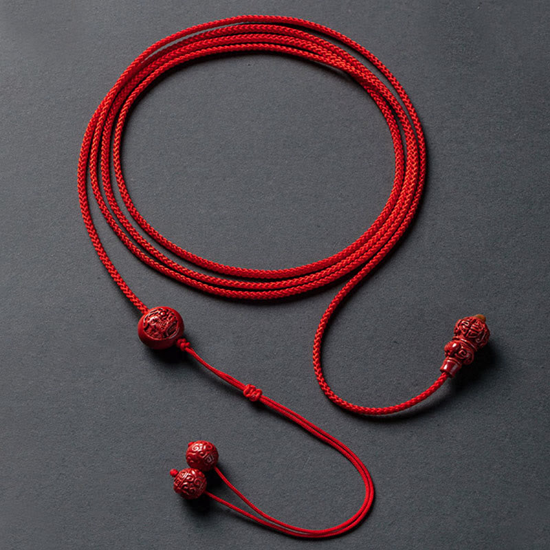 Fortune Jewel Natural Cinnabar Chinese Zodiac Gourd Calm Blessing Red String Belly Chain