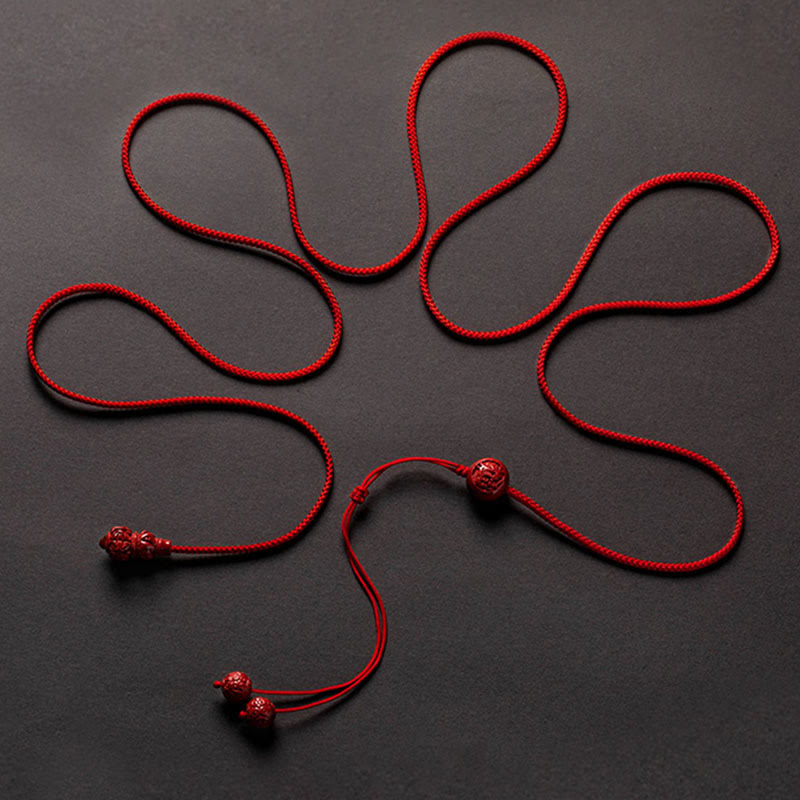 Fortune Jewel Natural Cinnabar Chinese Zodiac Gourd Calm Blessing Red String Belly Chain