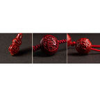 Fortune Jewel Natural Cinnabar Chinese Zodiac Gourd Calm Blessing Red String Belly Chain