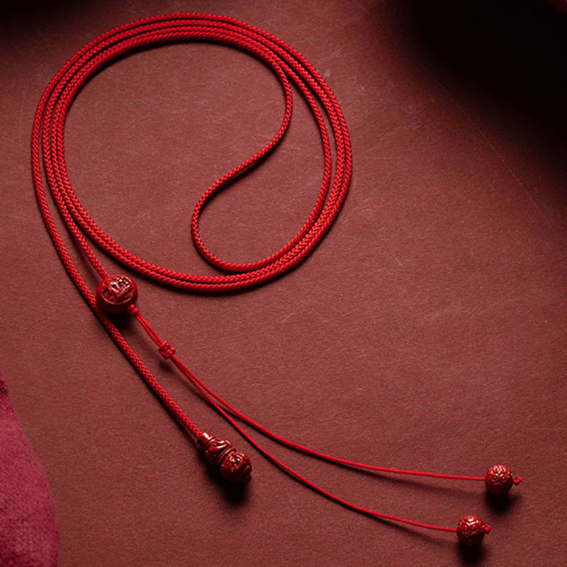 Fortune Jewel Natural Cinnabar Chinese Zodiac Gourd Calm Blessing Red String Belly Chain