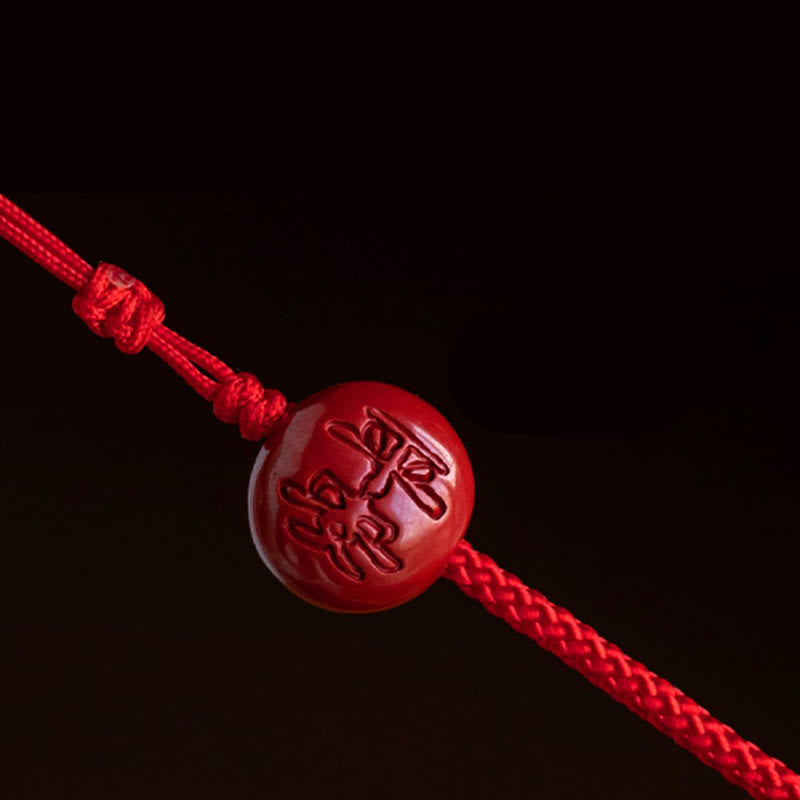 Fortune Jewel Natural Cinnabar Chinese Zodiac Gourd Calm Blessing Red String Belly Chain