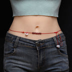 Fortune Jewel Chinese Zodiac Natural Garnet Peace Buckle Blessing Red String Belly Chain