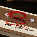 Fortune Jewel Chinese Zodiac Natural Garnet Peace Buckle Blessing Red String Belly Chain