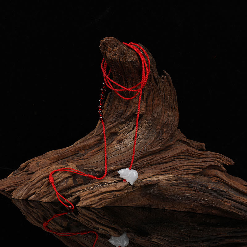 Fortune Jewel Chinese Zodiac Natural Garnet Peace Buckle Blessing Red String Belly Chain