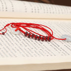 Fortune Jewel Chinese Zodiac Natural Garnet Peace Buckle Blessing Red String Belly Chain