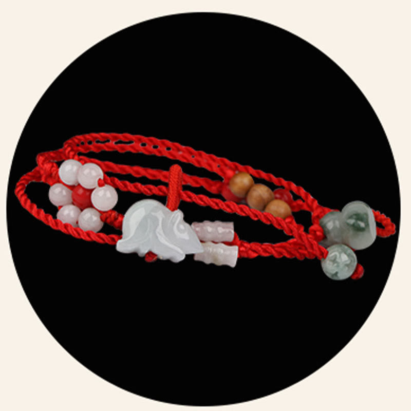 Fortune Jewel Chinese Zodiac Peach Wood Blessing Red String Belly Chain