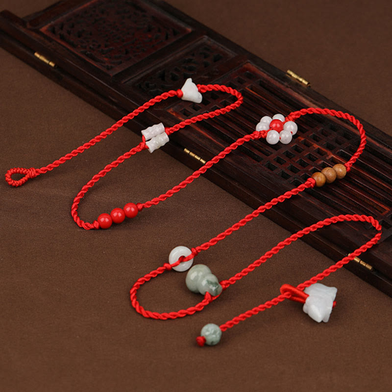 Fortune Jewel Chinese Zodiac Peach Wood Blessing Red String Belly Chain