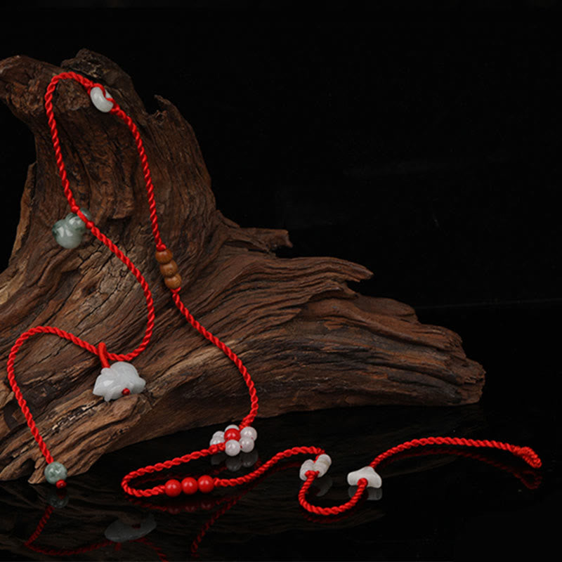 Fortune Jewel Chinese Zodiac Peach Wood Blessing Red String Belly Chain
