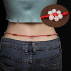 Fortune Jewel Chinese Zodiac Peach Wood Blessing Red String Belly Chain