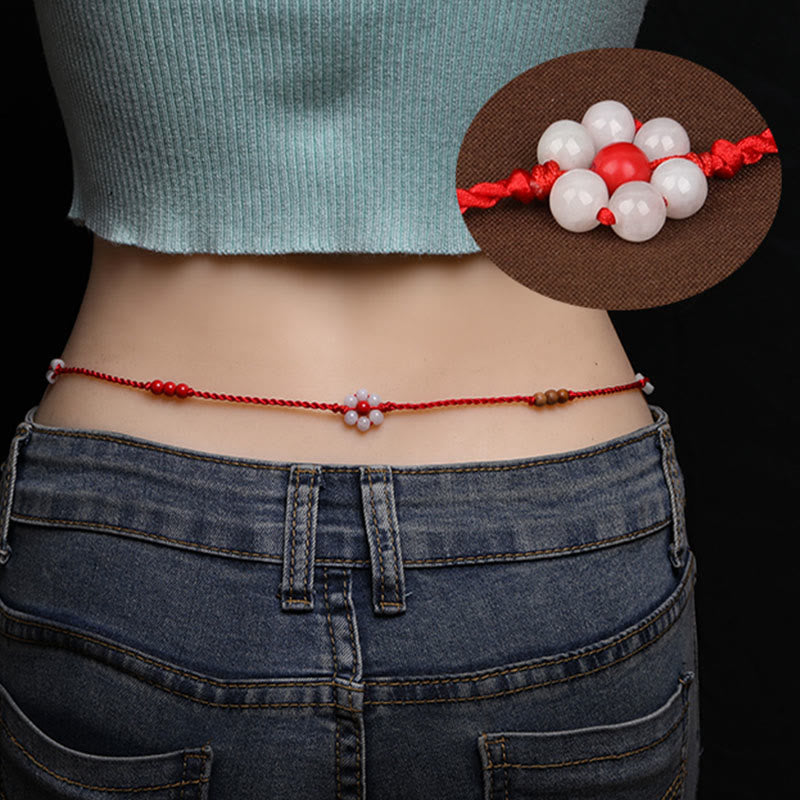Fortune Jewel Chinese Zodiac Peach Wood Blessing Red String Belly Chain