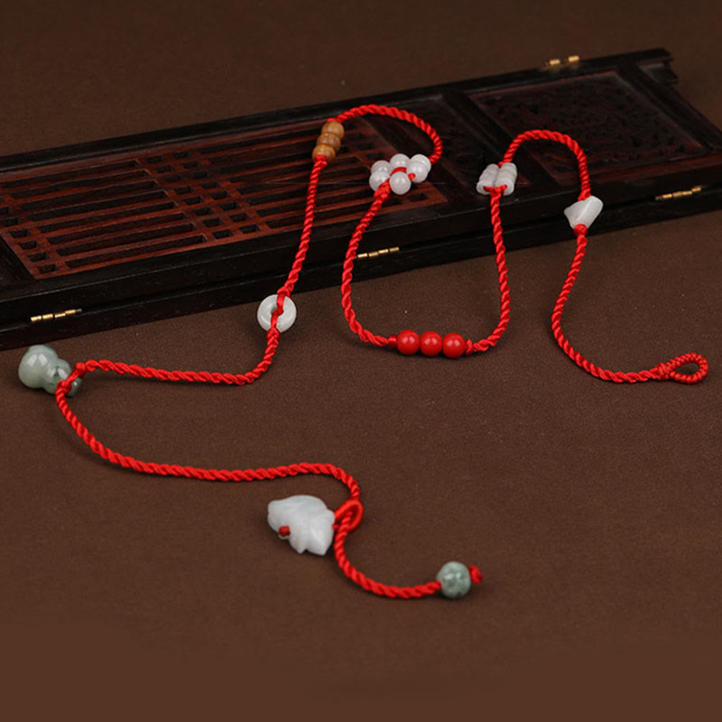 Fortune Jewel Chinese Zodiac Peach Wood Blessing Red String Belly Chain