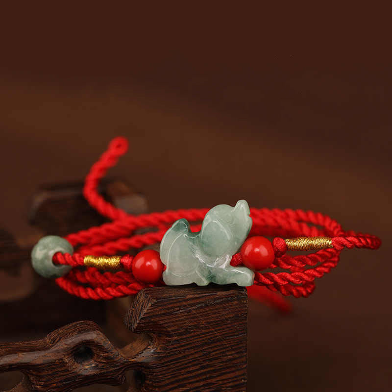 Fortune Jewel Jade Peace Buckle Blessing Red String Belly Chain