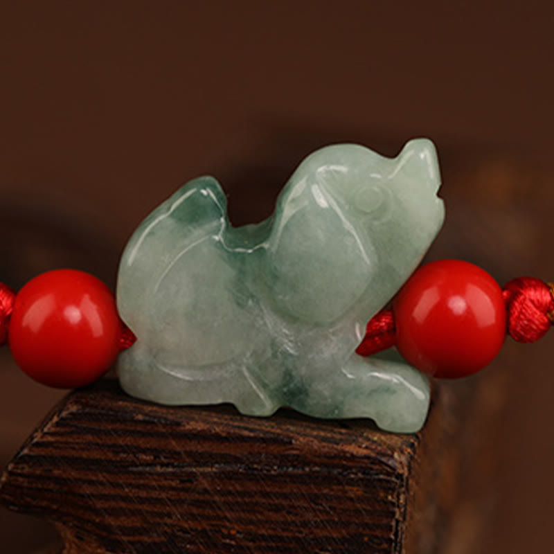 Fortune Jewel Jade Peace Buckle Blessing Red String Belly Chain