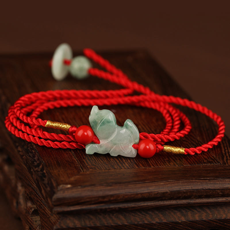 Fortune Jewel Jade Peace Buckle Blessing Red String Belly Chain