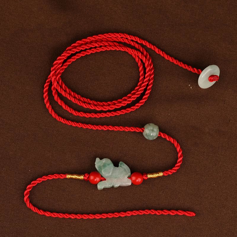 Fortune Jewel Jade Peace Buckle Blessing Red String Belly Chain