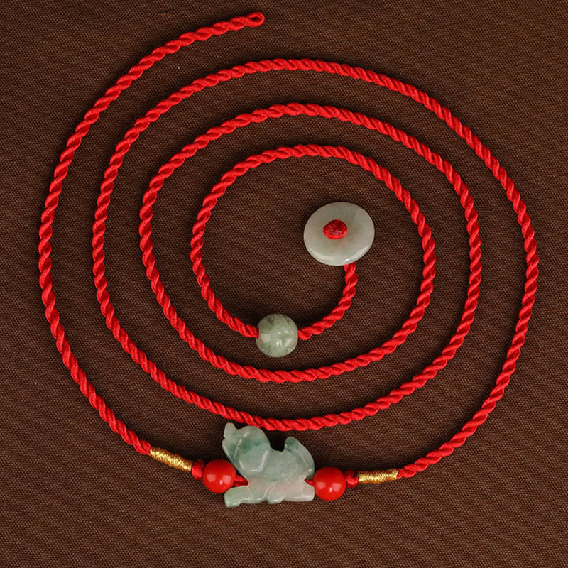 Fortune Jewel Jade Peace Buckle Blessing Red String Belly Chain