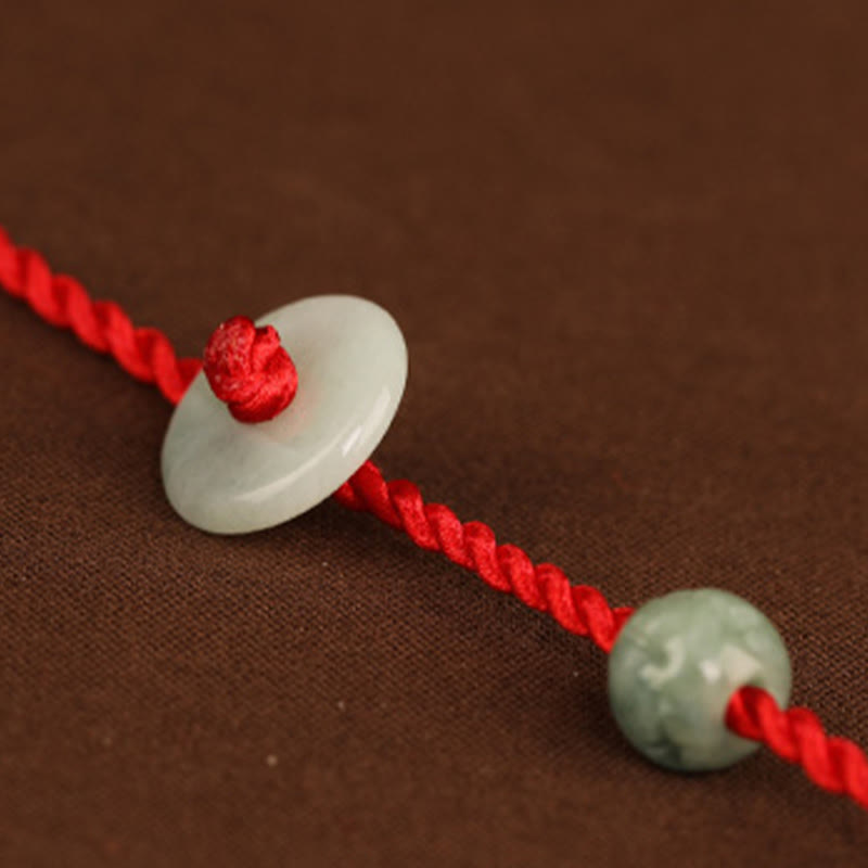 Fortune Jewel Jade Peace Buckle Blessing Red String Belly Chain