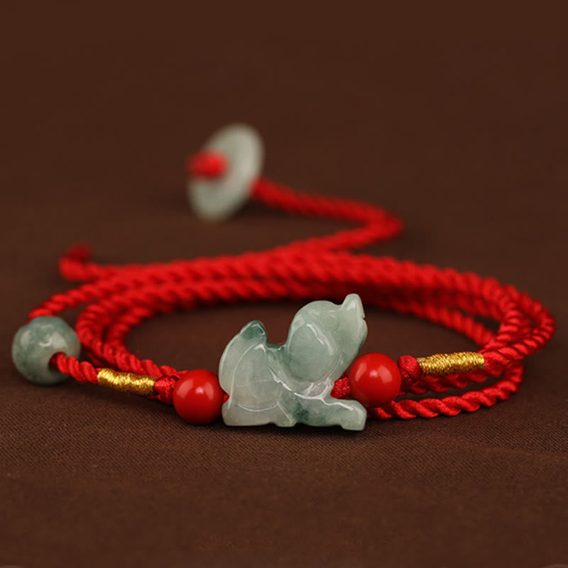 Fortune Jewel Jade Peace Buckle Blessing Red String Belly Chain