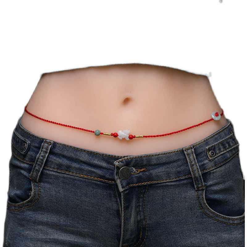 Fortune Jewel Jade Peace Buckle Blessing Red String Belly Chain