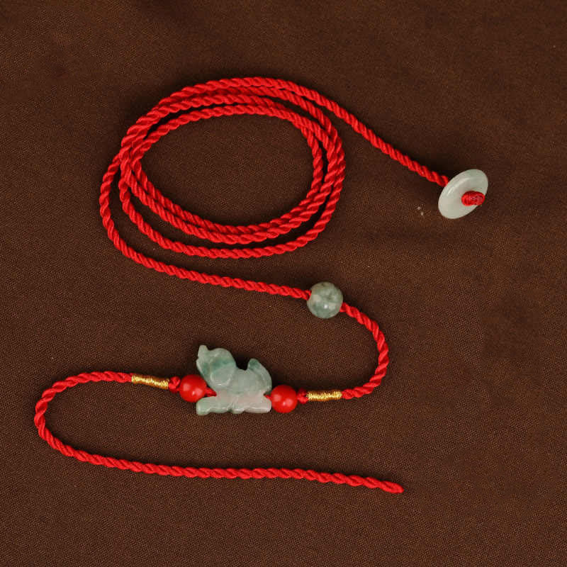 Fortune Jewel Jade Peace Buckle Blessing Red String Belly Chain