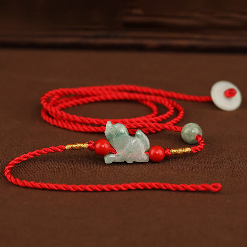 Fortune Jewel Jade Peace Buckle Blessing Red String Belly Chain