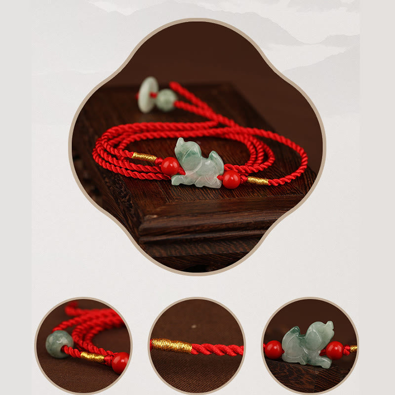 Fortune Jewel Jade Peace Buckle Blessing Red String Belly Chain